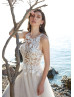 Sheer Boho Beach Beaded Lace Tulle Summer Airy Wedding Dress